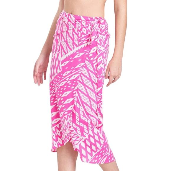NATORI OS NEW Chibana Getaway Pareo Cover Up Hot Magenta Combo Resort - Picture 1 of 6